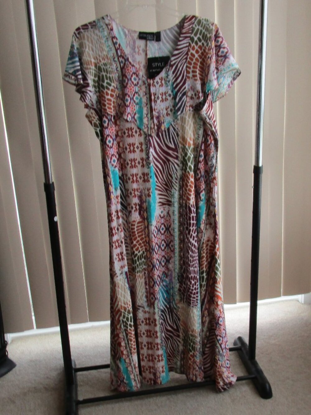 Attitudes by Renee Jersey Knit Maxi Dress woman 2X - multi-color print